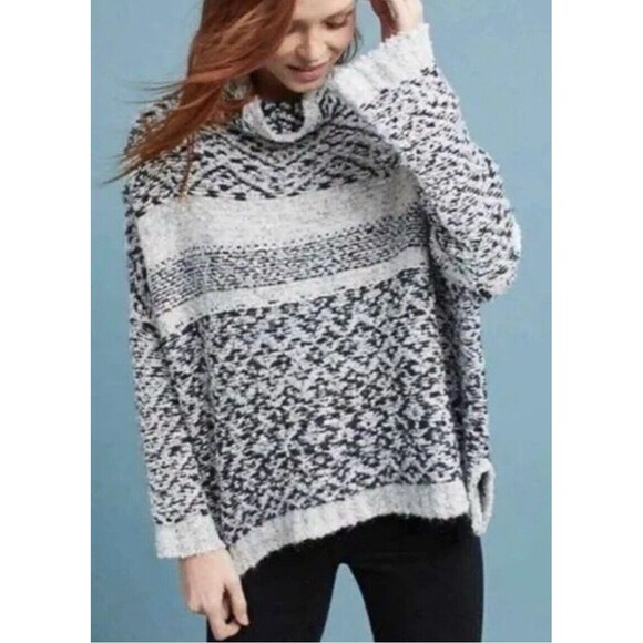 Moth Anthropology Solita Sweater Wool Alpaca Boucle Boxy Sz Large Oversized Boho - Picture 1 of 9